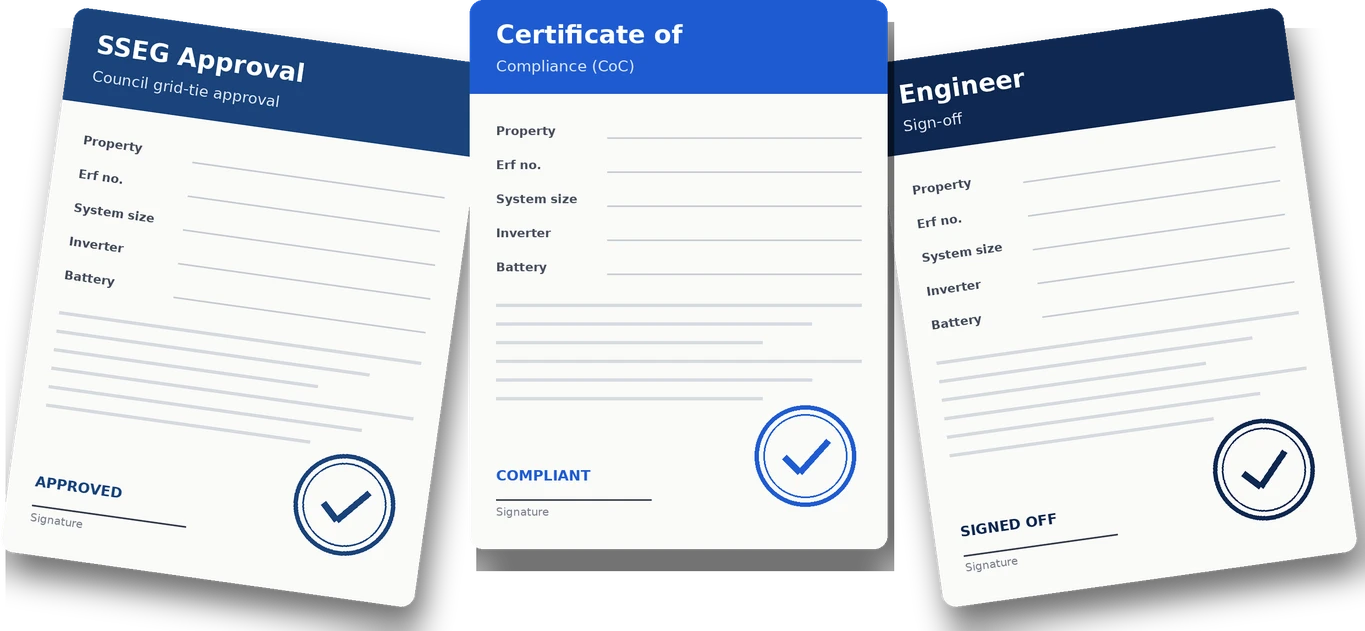 SSEG approval, Certificate of Compliance and engineer sign-off